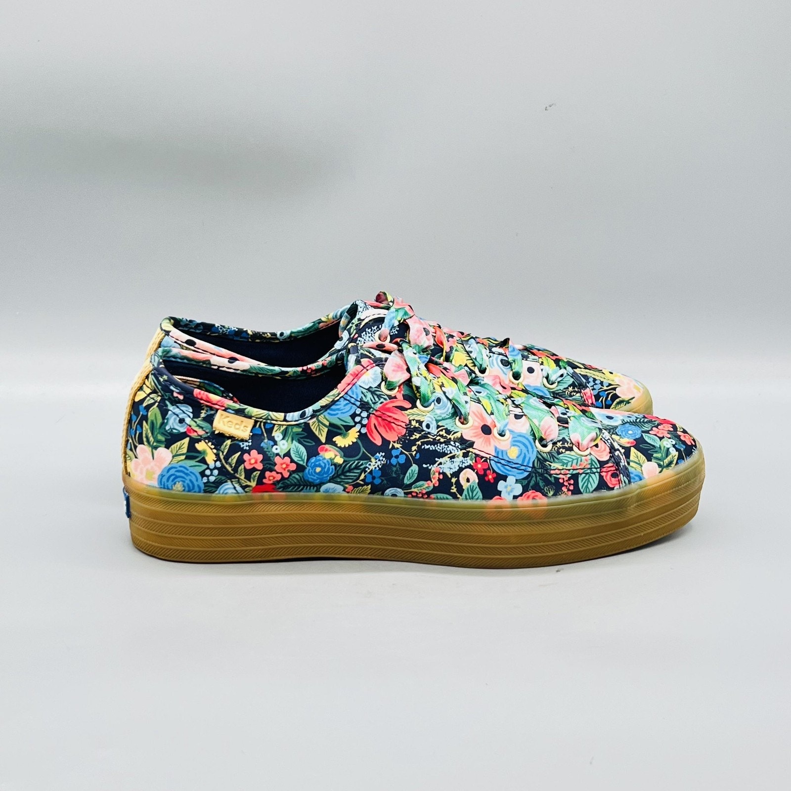 Keds Shoes Womens 9 Multicolor Canvas Rifle Paper Co Floral Platform Sneakers